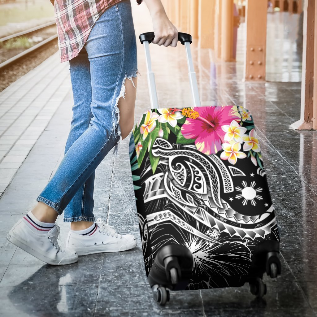 The Philippines Luggage Covers - Summer Plumeria (Black) - Polynesian Pride