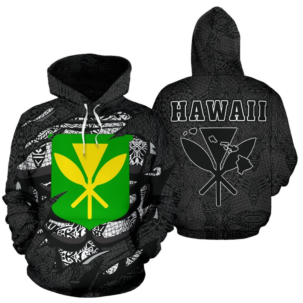 Polynesian Kanaka Maoli Map of Hawaii Hoodie Gray Unisex Gray - Polynesian Pride