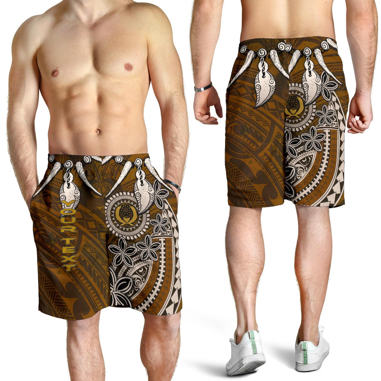 Pohnpei Custom Personalised Men's Shorts - Polynesian Boar Tusk Brown - Polynesian Pride