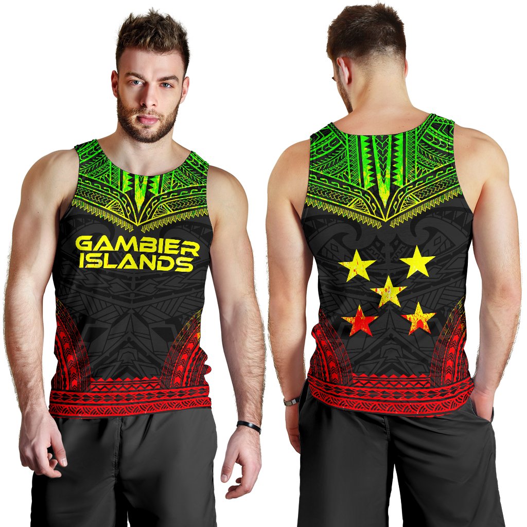 Gambier Islands Men's Tank Top - Polynesian Chief Reggae Version - Polynesian Pride