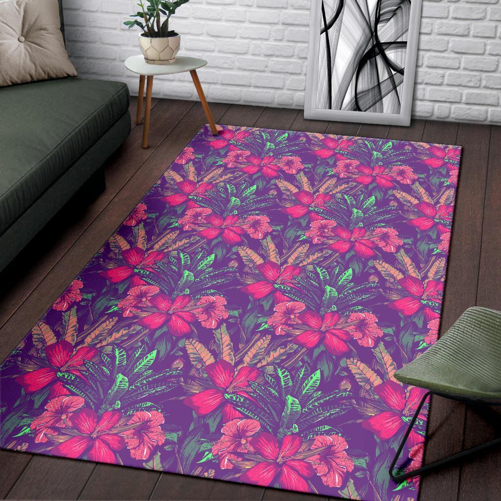 Tropical Hibiscus Purple Rug - Polynesian Pride