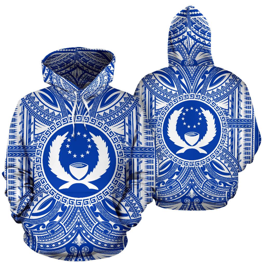 Pohnpei ll Over Hoodie Pohnpei Coat of rms Polynesian Flag Color - Polynesian Pride