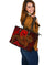 Tahiti Large Leather Tote Bag - Red Shark Polynesian Tattoo - Polynesian Pride