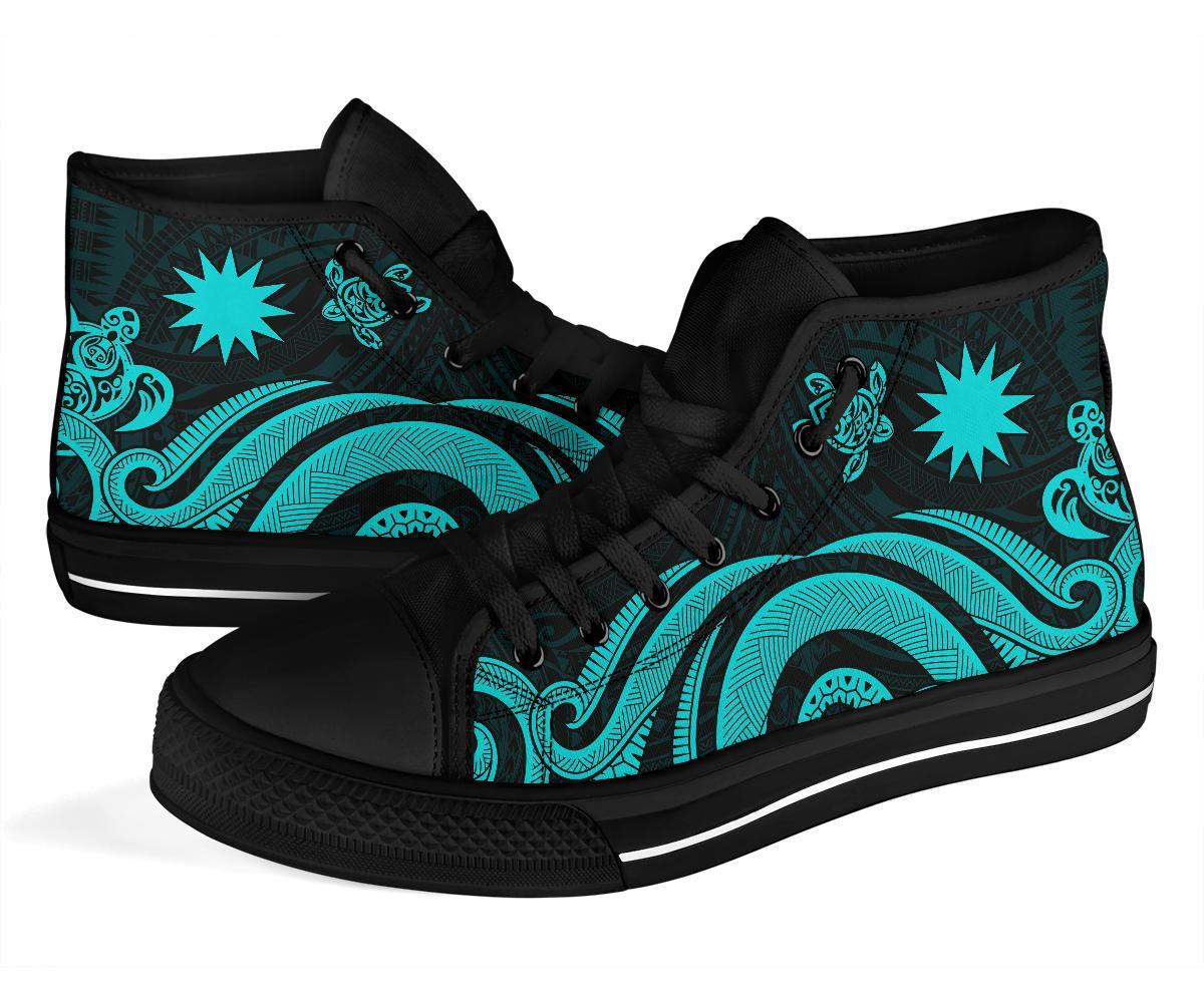Nauru High Top Canvas Shoes - Turquoise Tentacle Turtle - Polynesian Pride