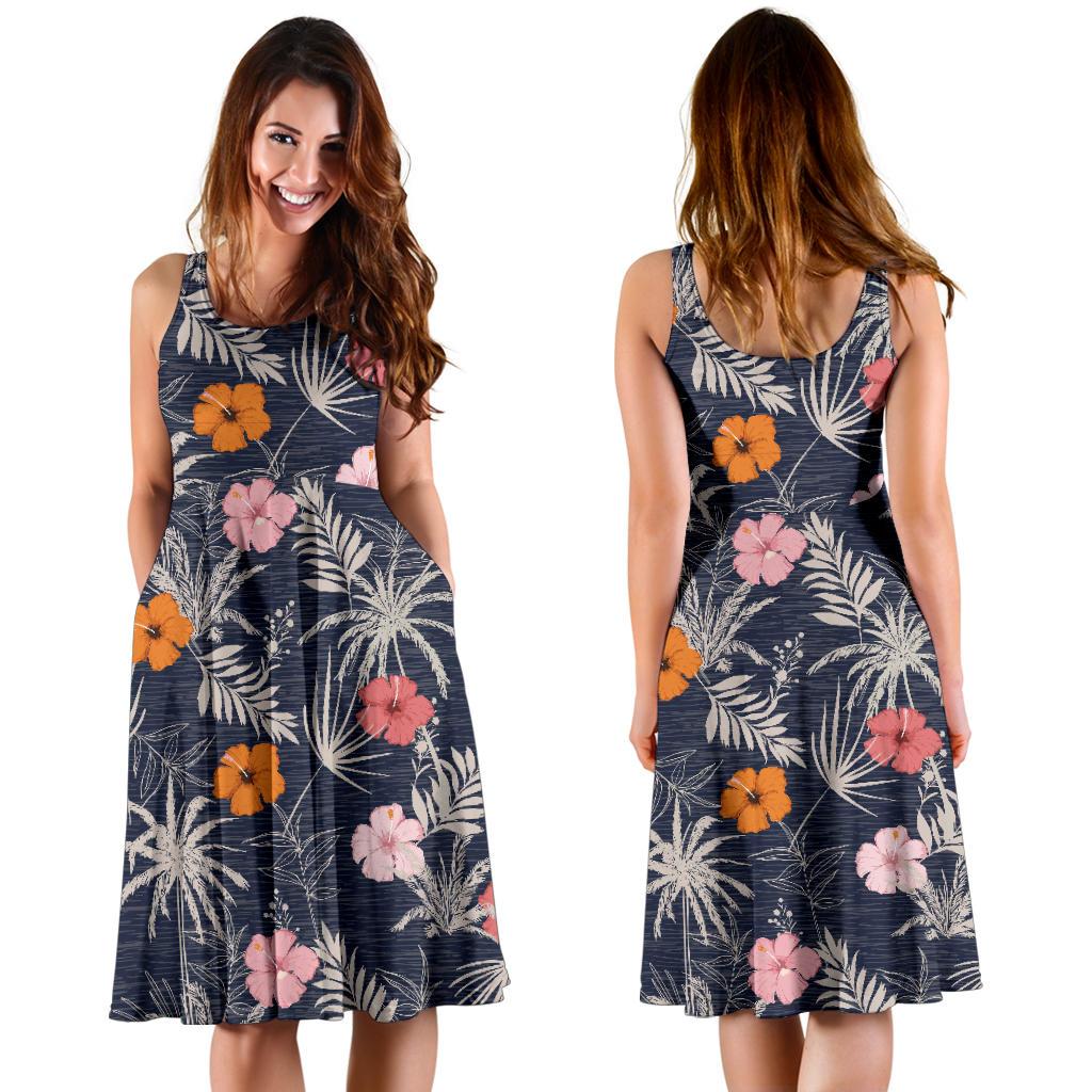 Hawaii Tropical Grey Midi Dress - Polynesian Pride