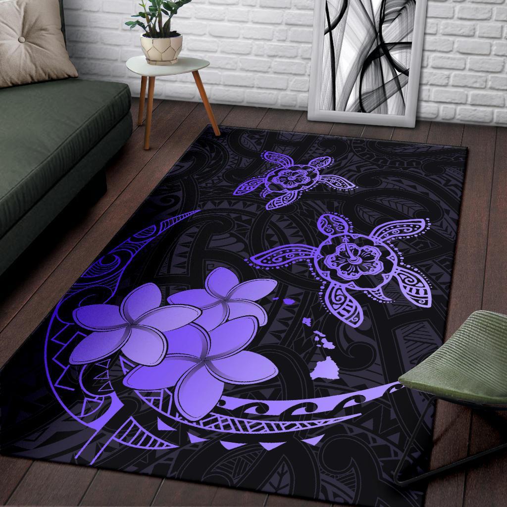 Hawaii Polynesian Turtle Plumeria Rug - Pog Style Purple - Polynesian Pride