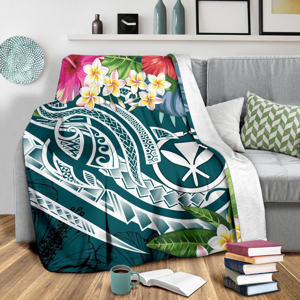 Polynesian Hawaii Kanaka Maoli Premium Blanket - Summer Plumeria - Polynesian Pride