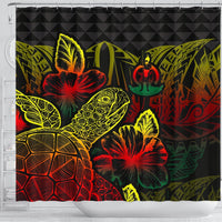Vanuatu Shower Curtain Turtle Hibiscus Reggae - Polynesian Pride