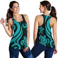 Pohnpei Micronesian Women Racerback Tank - Turquoise Tentacle Turtle Turquoise - Polynesian Pride
