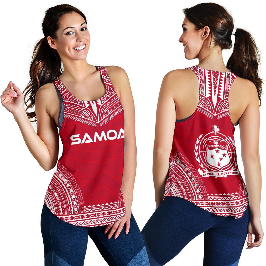 Samoa Women's Racerback Tank - Polynesian Chief Flag Version - Polynesian Pride