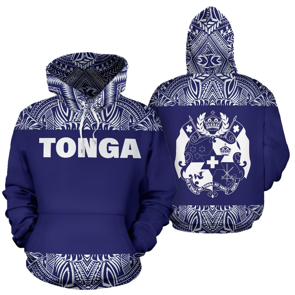 Tonga All Over Hoodie Polyesian Purple and White Unisex Purple And White - Polynesian Pride