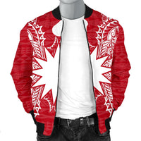 Nauru Polynesian Men's Bomber Jacket Map Red White - Polynesian Pride