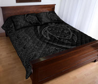 Hawaii Turtle Map Polynesian Quilt Bed Set - Gray - Circle Style - Polynesian Pride