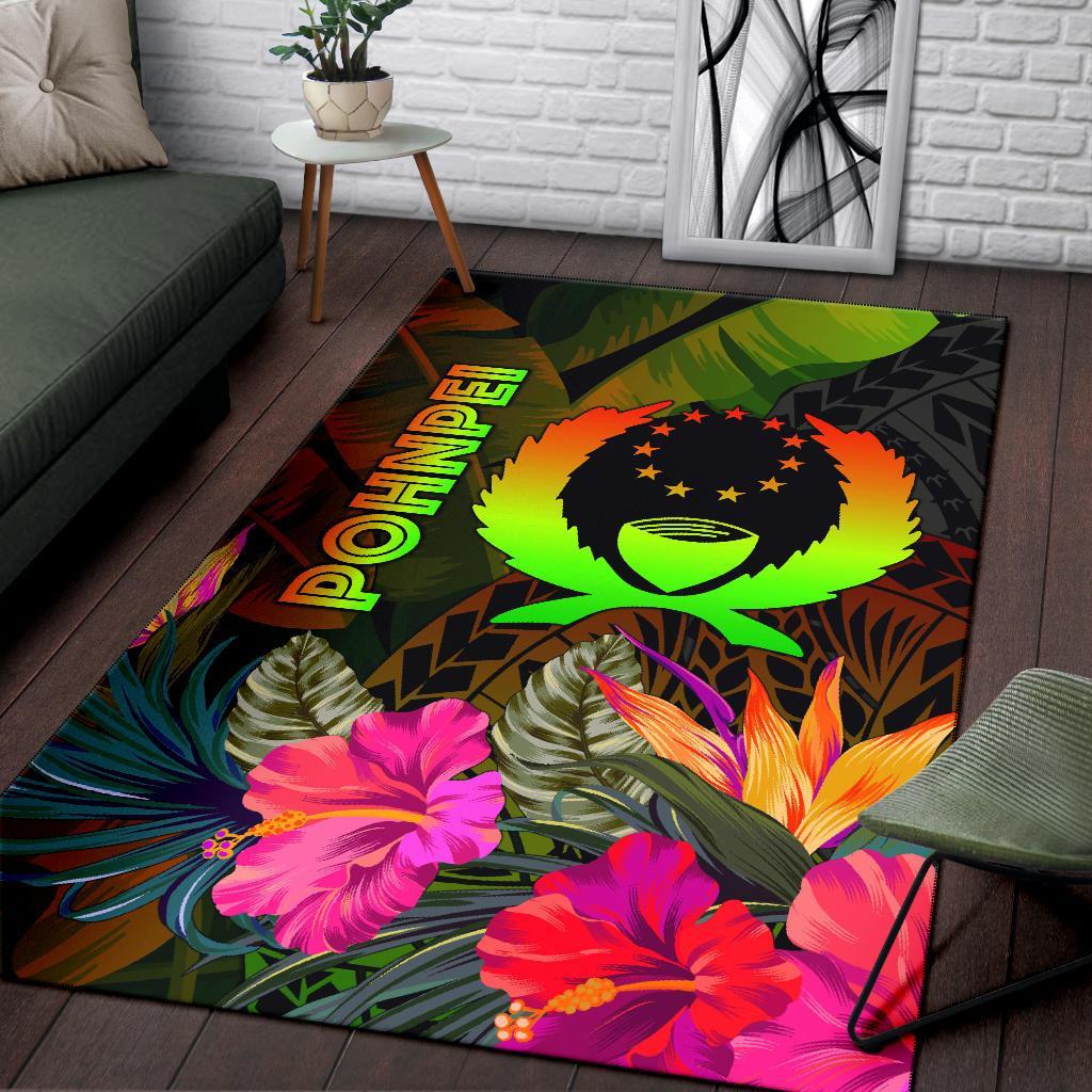 Pohnpei Polynesian Area Rug - Hibiscus and Banana Leaves - Polynesian Pride