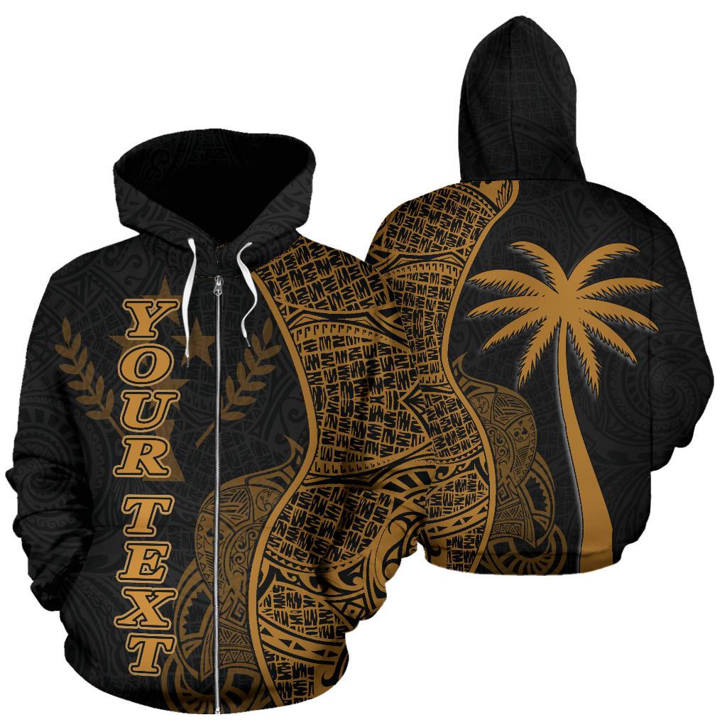 Kosrae Polynesian Custom Zip up Hoodie Coconut Gold Unisex Gold - Polynesian Pride