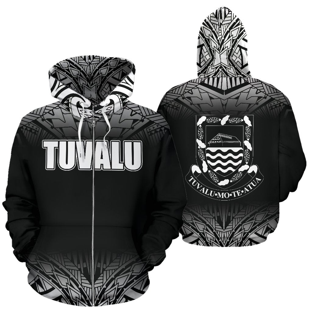 Tuvalu All Over Zip up Hoodie Fog Black Style Unisex Black - Polynesian Pride