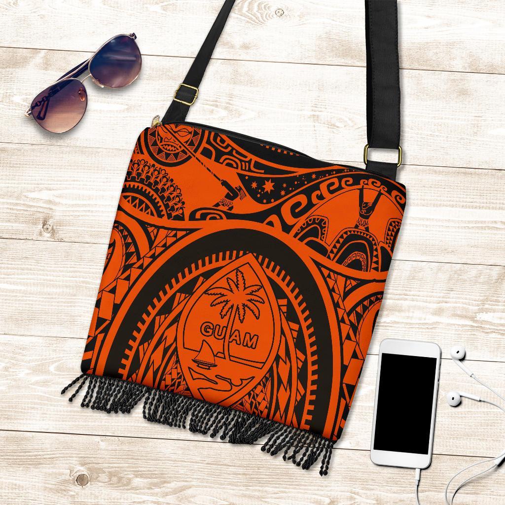 Polynesian Boho Handbags - Guam Flag, Seal with Maui Moana Tattoo - Polynesian Pride