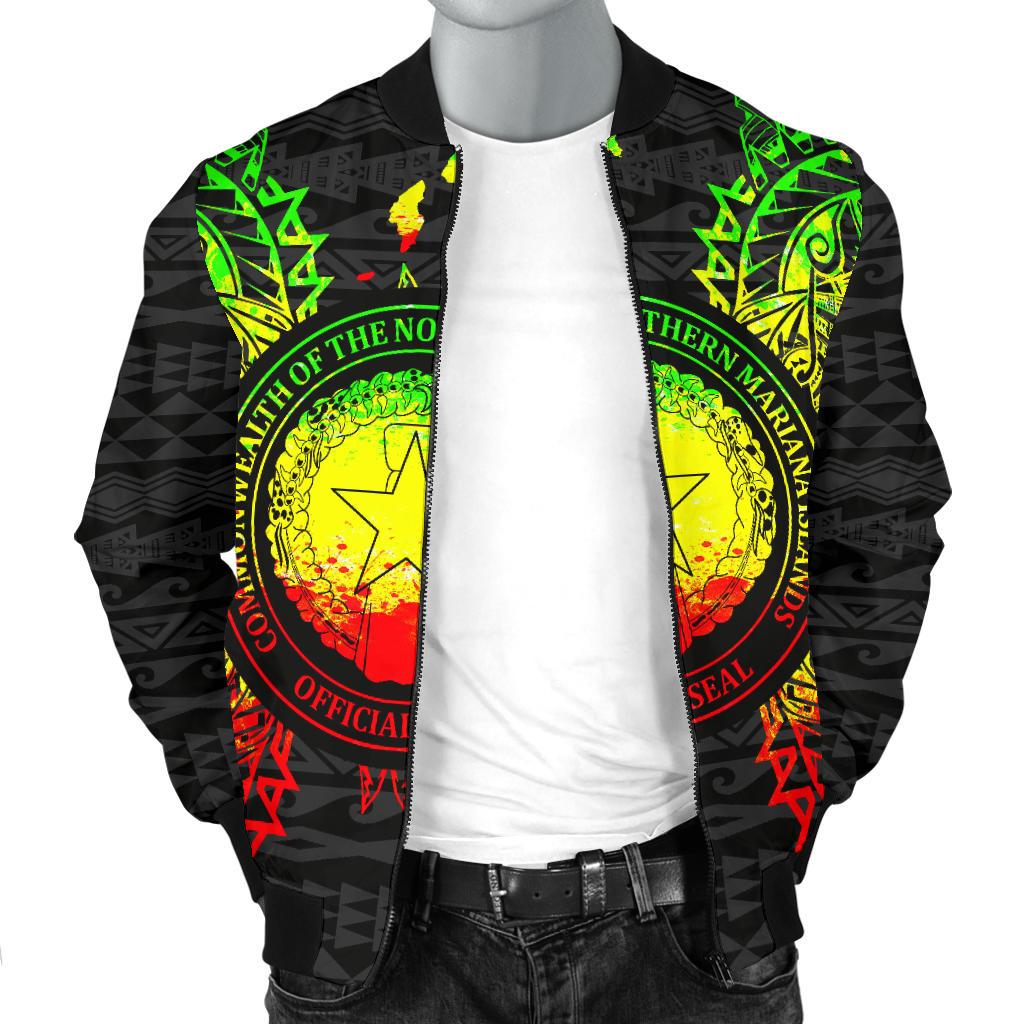 Northern Mariana Islands Polynesian Men's Bomber Jacket Map Reggae - Polynesian Pride