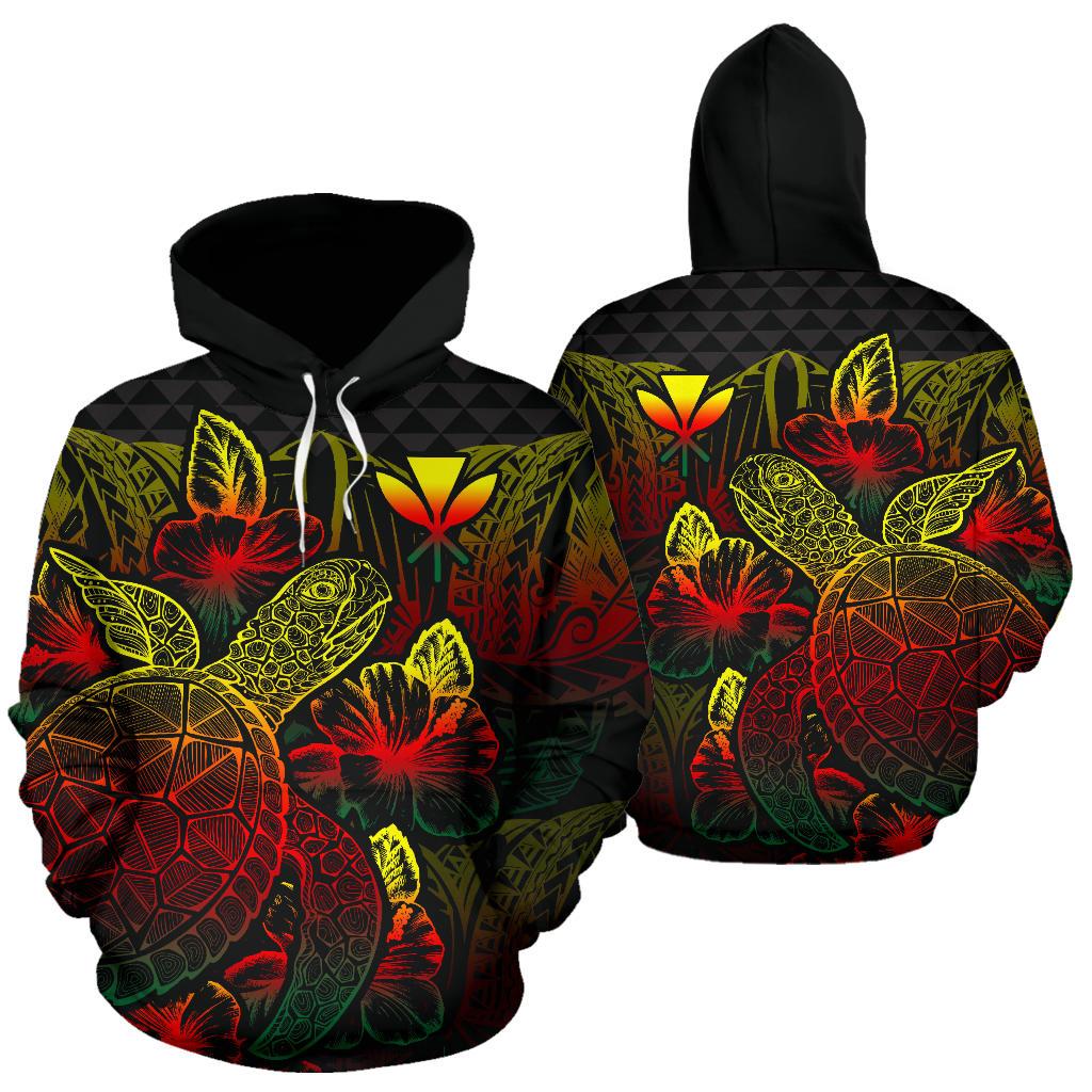 Hawaii Polynesian Hoodie Turtle Hibiscus Reggae Unisex Reggae - Polynesian Pride