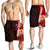 Tahiti Polynesian Men's Shorts - Coat Of Arm With Hibiscus Red - Polynesian Pride