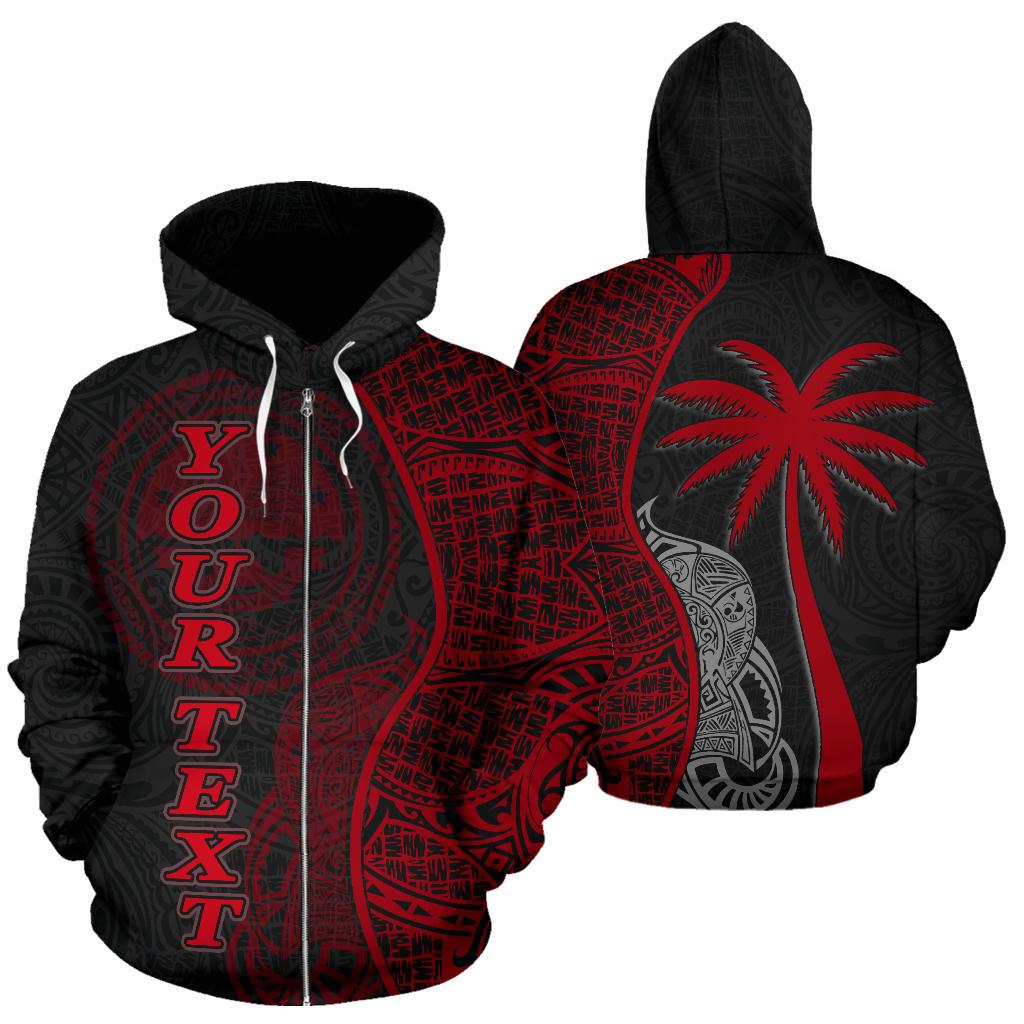 Federated States of Micronesia Polynesian Custom Zip up Hoodie Coconut Red Unisex Red - Polynesian Pride