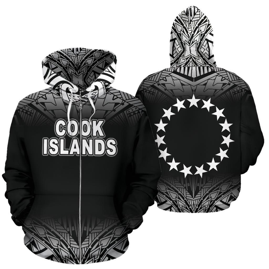 Cook Islands Polynesian Zip up Hoodie Fog Black Unisex Black - Polynesian Pride