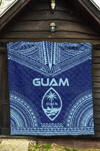 Guam Premium Quilt - Guam Coat Of Arms Polynesian Chief Blue Version - Polynesian Pride
