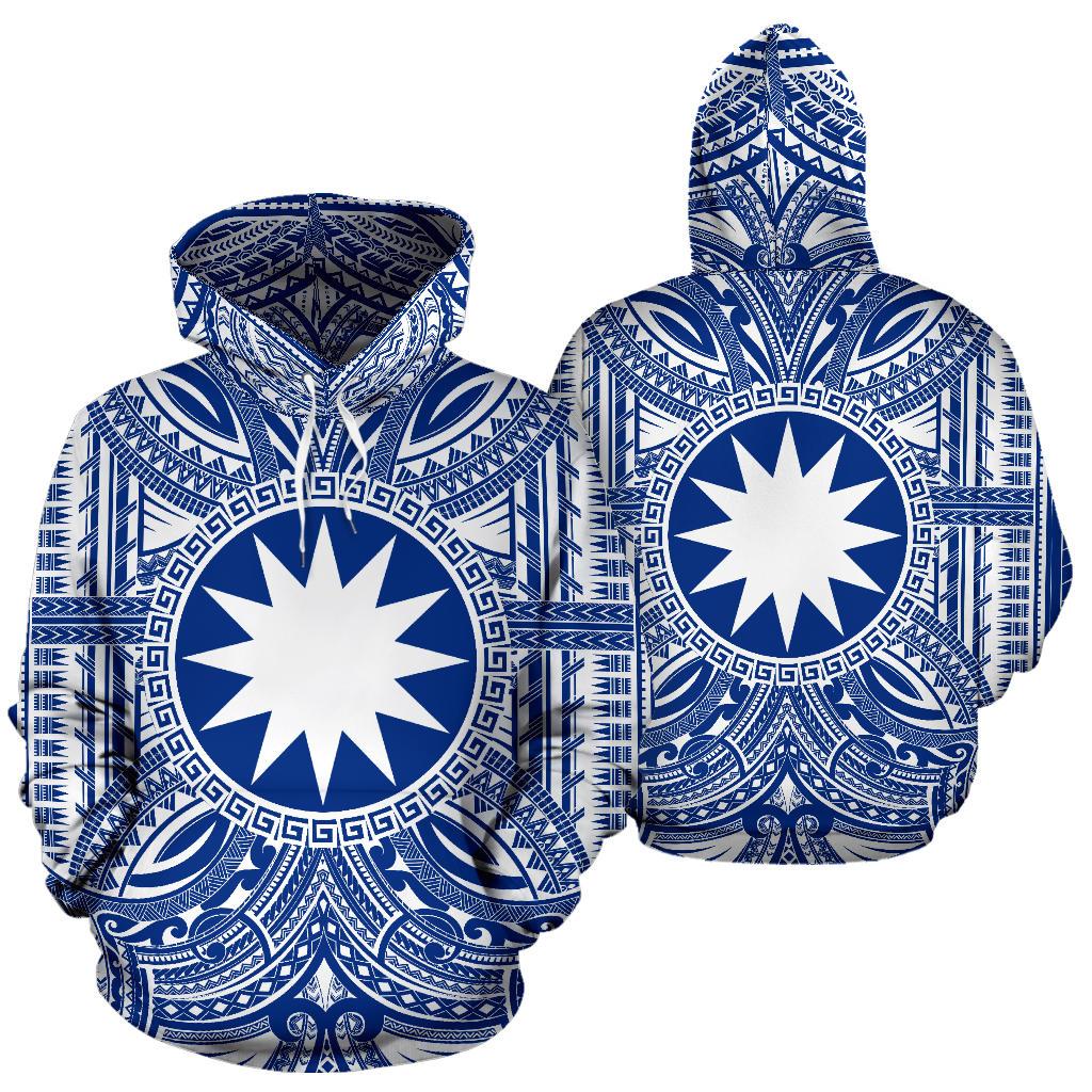 Nauru ll Over Hoodie Nauru Coat of rms Polynesian Flag Color - Polynesian Pride