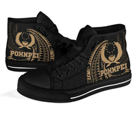 Pohnpei Micronesia High Top Shoes - Gold Tribal Wave - Polynesian Pride