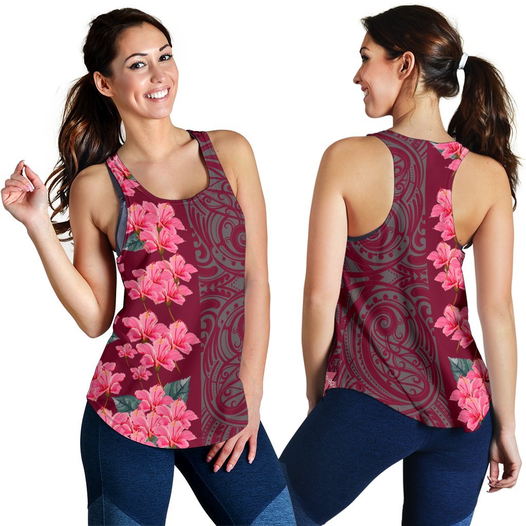 Hawaii Hibiscus Flower Polynesian Women's Tank Top - Curtis Style - Pink Pink - Polynesian Pride