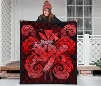 Hawaii Turtle Wave Polynesian Premium Quilt - Hey Style Red - Polynesian Pride