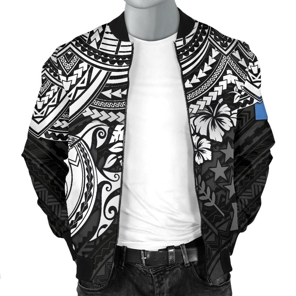 Kosrae Polynesian Bomber Jacket (Men) - White Turtle - Polynesian Pride