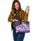 Maori Manaia The Blue Sea Small Leather Tote, Purple - Polynesian Pride