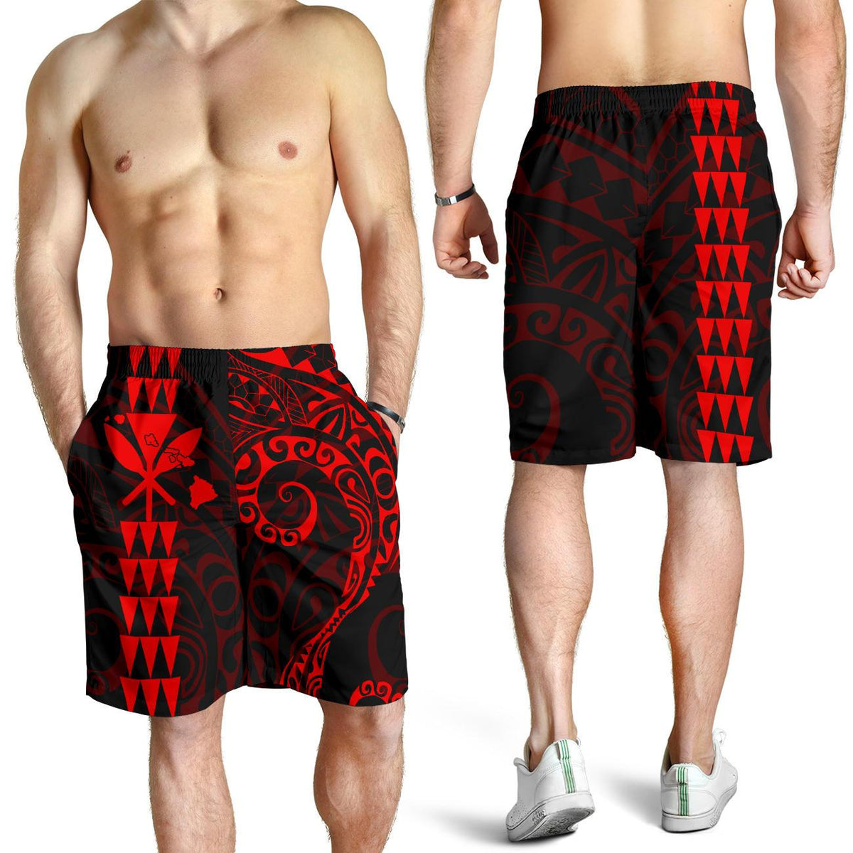 Kanaka Hawaii Map Red Polynesian Men's Short - Polynesian Pride