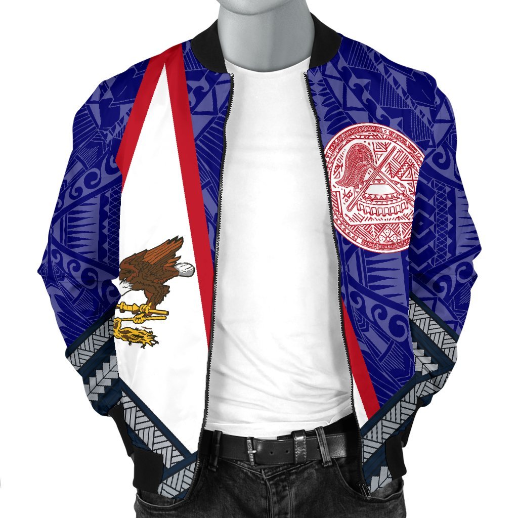 American Samoa Polynesian Men's Bomber Jacket - American Samoa Flag And - Polynesian Pride