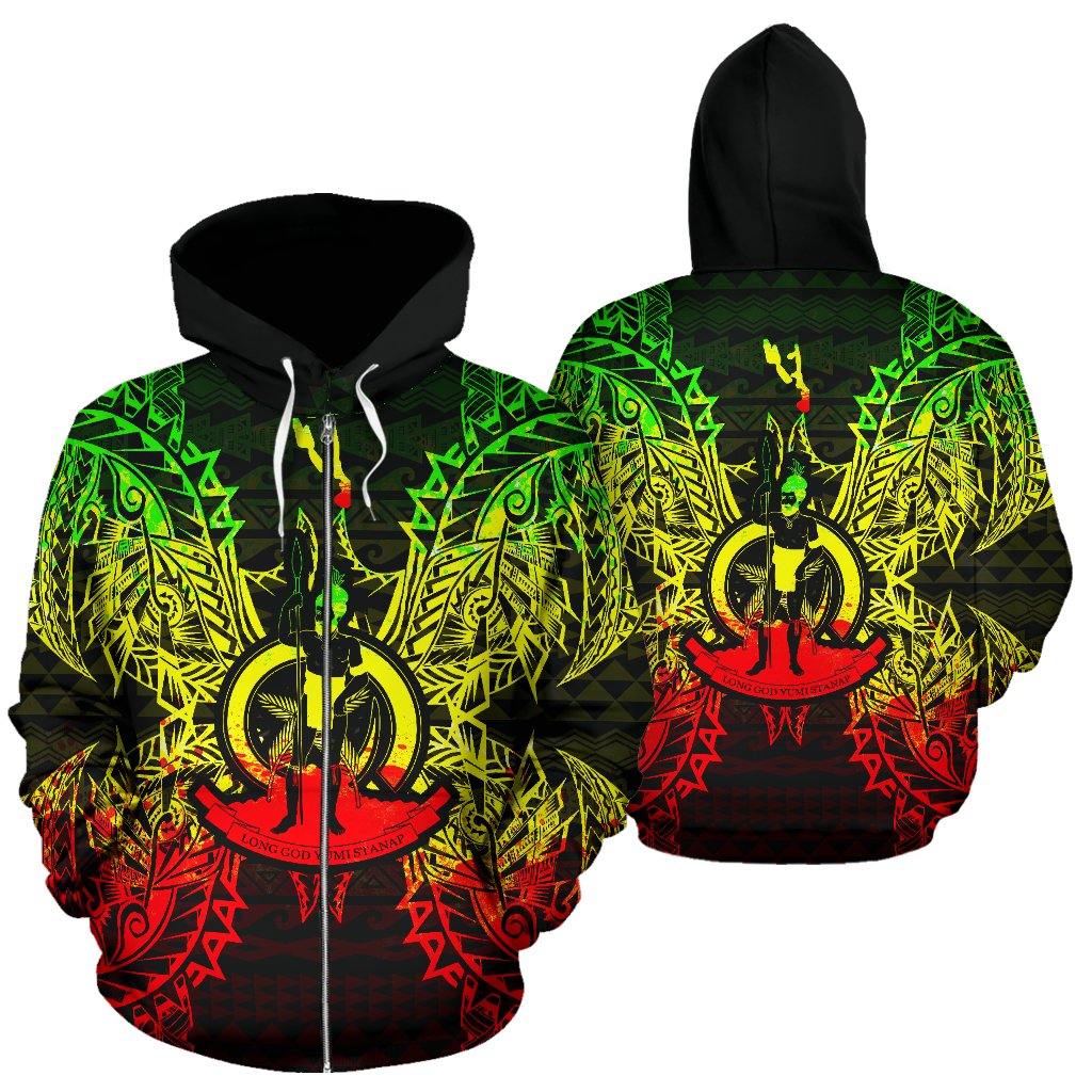 Vanuatu Polynesian All Over Zip up Hoodie Map Reggae Unisex Reggae - Polynesian Pride