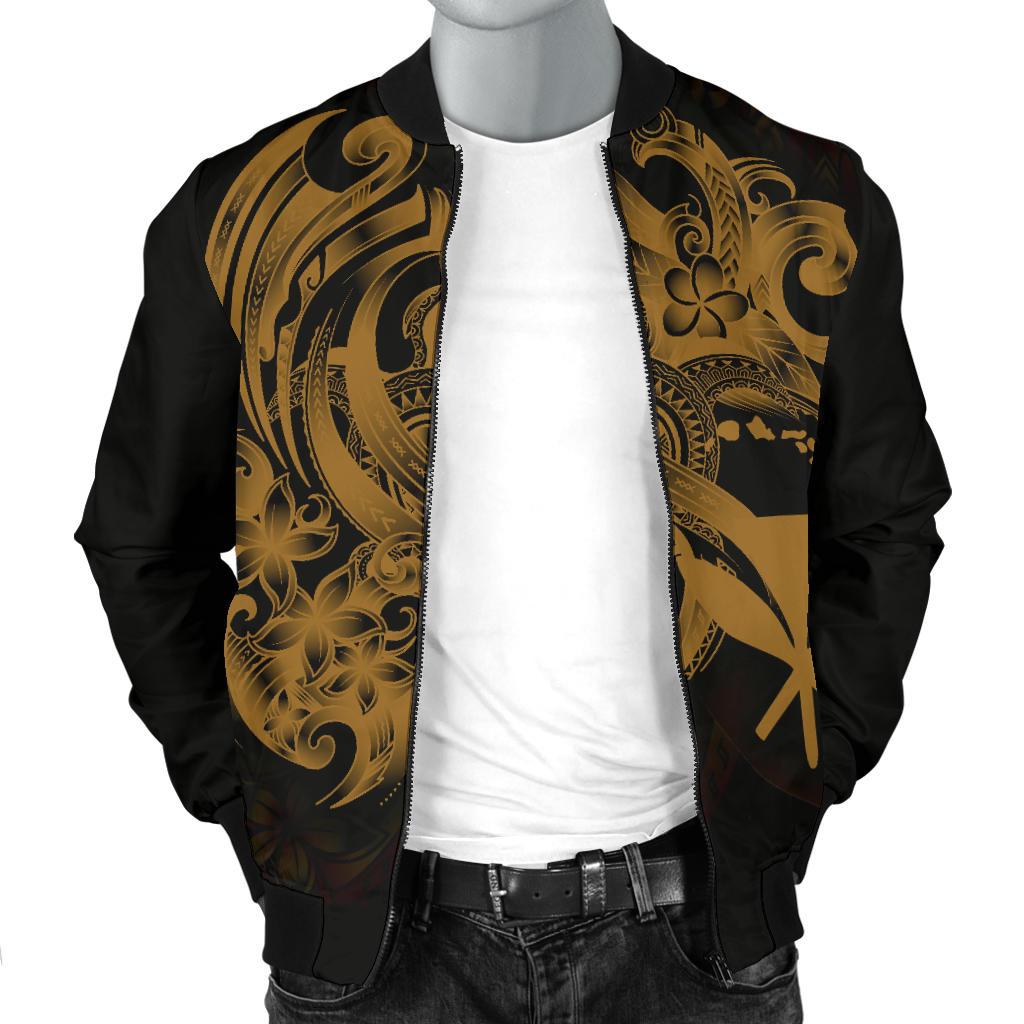 Polynesian Hawaii Men's Bomber Jacket - Kanaka Maoli Gold Turtle - Polynesian Pride