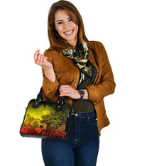 Samoa Shoulder Handbag - Humpback Whale with Tropical Flowers (Yellow) - Polynesian Pride