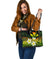 Kanaka Maoli (Hawaiian) Small Leather Tote Bag, Polynesian Plumeria Banana Leaves Reggae - Polynesian Pride