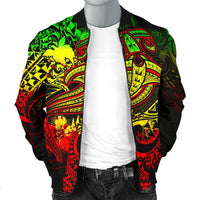 Papua New Guinea Men's Bomber Jacket - Reggae Shark Polynesian Tattoo - Polynesian Pride
