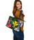 Hawaii Large Leather Tote Bag - Turtle Plumeria Banana Leaf - Polynesian Pride