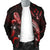 Kosrae Polynesian Men's Bomber Jacket - Turtle With Blooming Hibiscus Red - Polynesian Pride