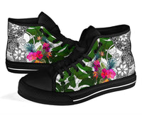 Yap High Top Shoes White - Turtle Plumeria Banana Leaf - Polynesian Pride