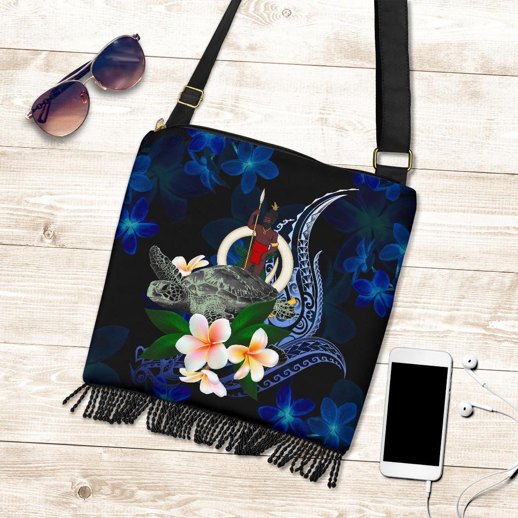 Vanuatu Polynesian Boho Handbag - Turtle With Plumeria Flowers - Polynesian Pride