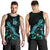 New Caledonia Polynesian Men Tank Top - Turtle With Blooming Hibiscus Tuquoise - Polynesian Pride