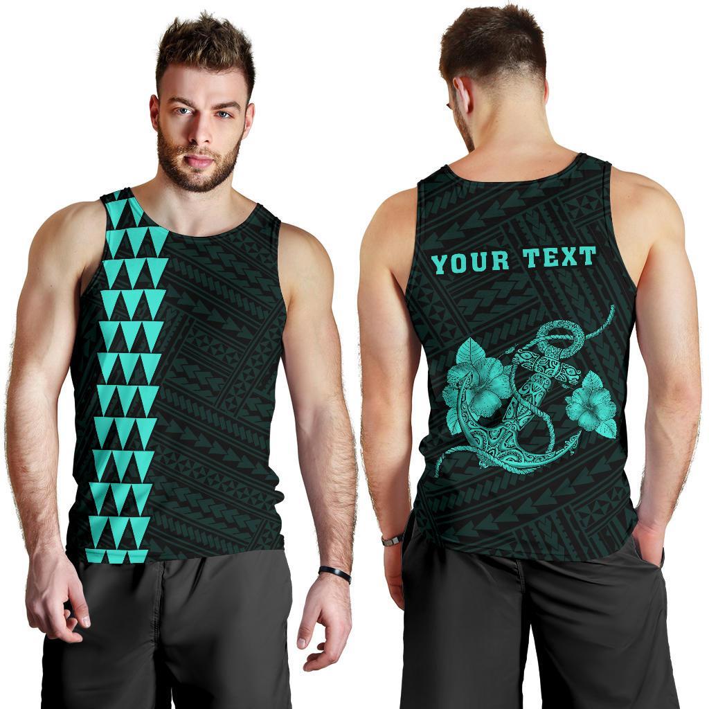 Hawaii Kakau Polynesian Anchor Personalized Men's Tank Top - Turquoise Turquoise - Polynesian Pride