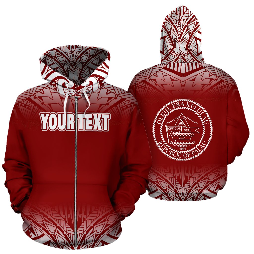 Palau Custom All Over Zip up Hoodie Fog Red Unisex Red - Polynesian Pride