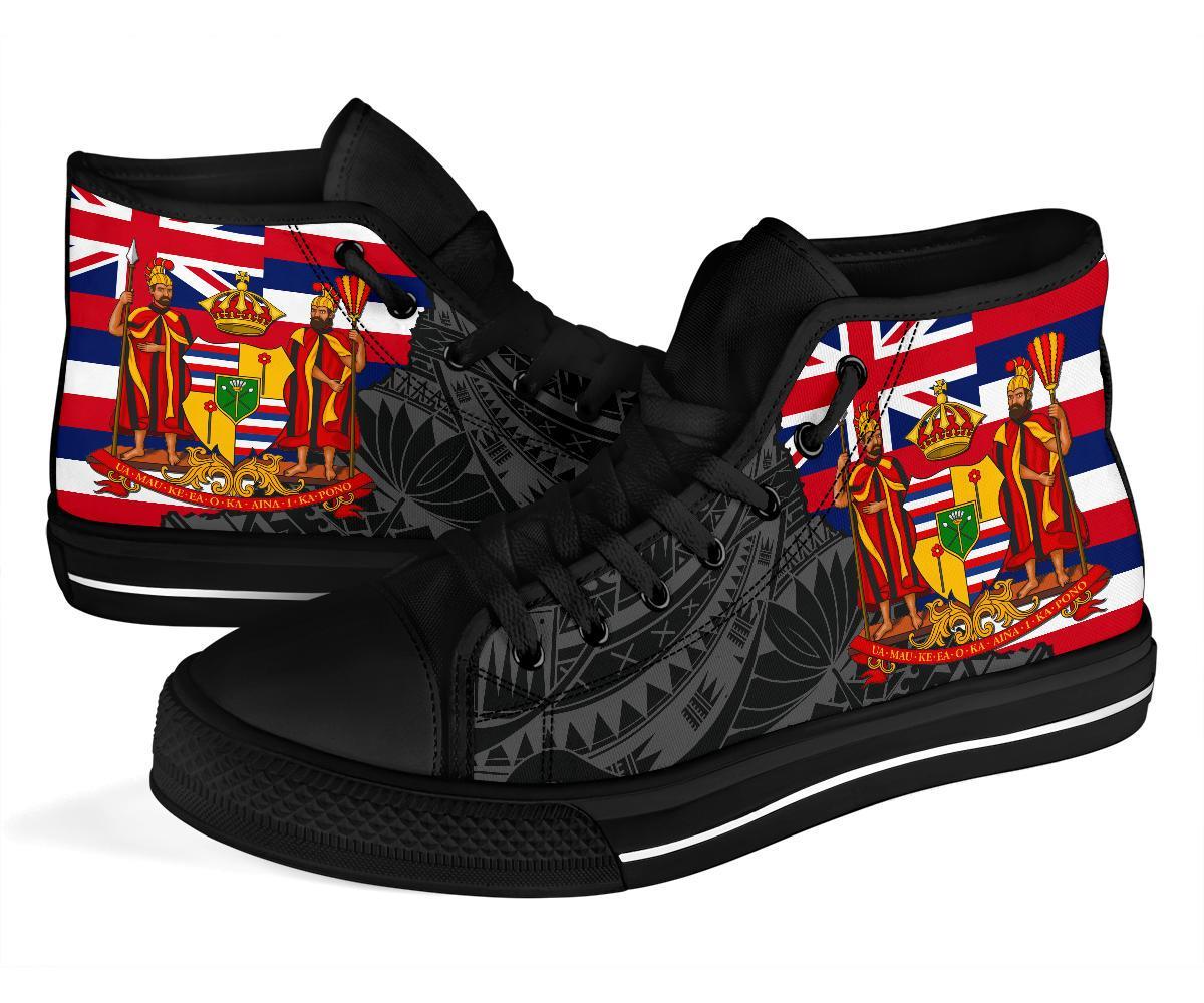 Hawaii High Top Shoes State Royal Flag Polynesian Black Pride AH - Polynesian Pride