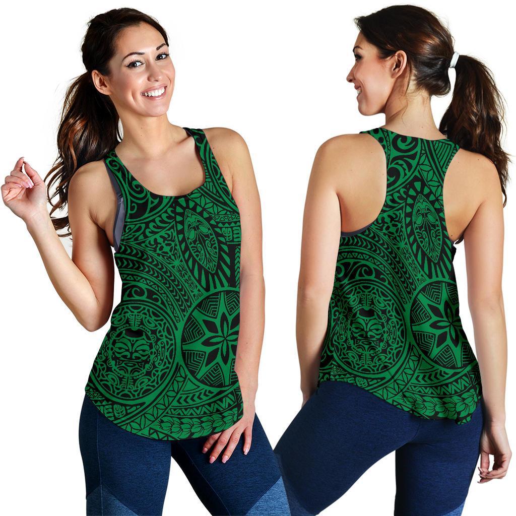 Polynesian Hawaiian Style Tribal Tattoo Green Women's Racerback Tank Top - Polynesian Pride
