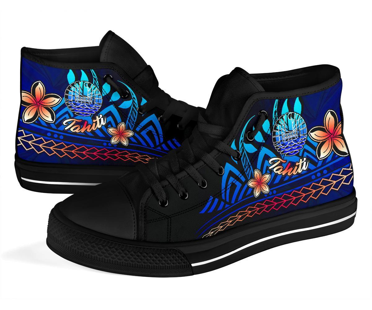Tahiti High Top Shoes Blue - Vintage Tribal Mountain - Polynesian Pride